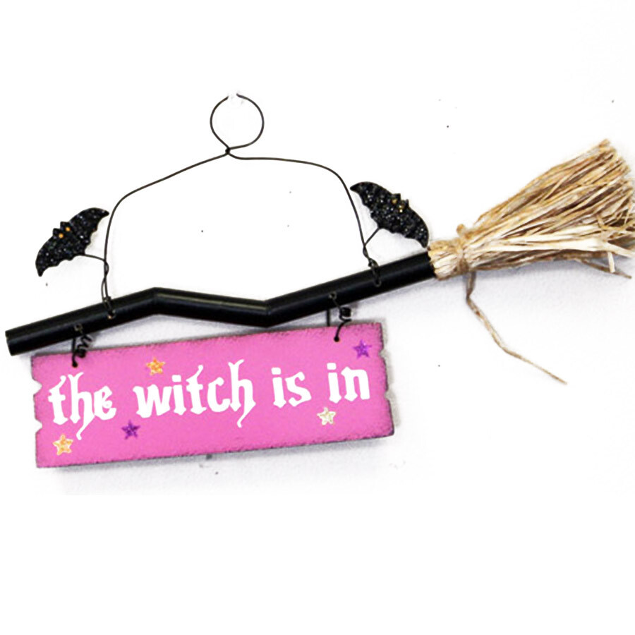 HS533 Witch Is In Broom Sign