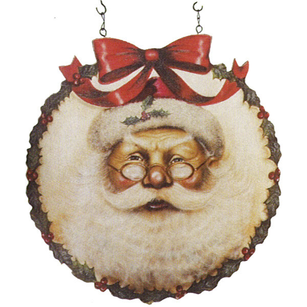 SH277 BW Wreath Santa