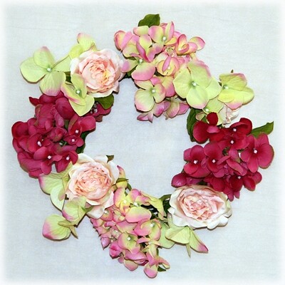 1B893R Hydrangea Pink/Lime Green Magenta Candle Ring