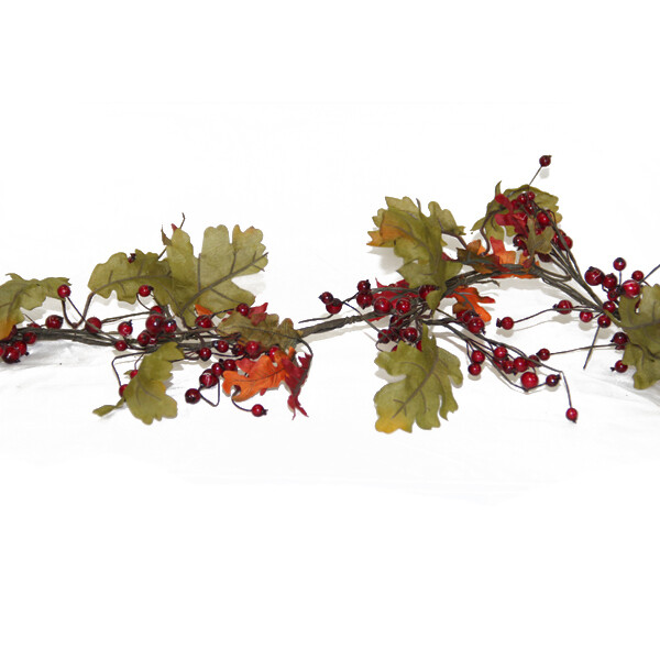 1BF052 Oak Red Berry Garland