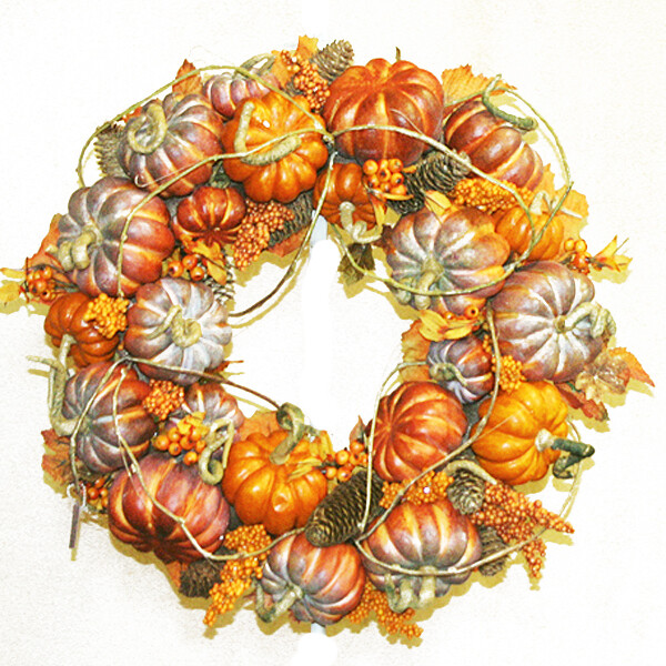1BF079 Pumpkin Cone Wreath
