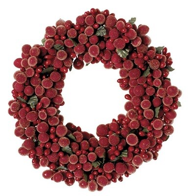 1BW092L Red Berry Candle Ring 6 in
