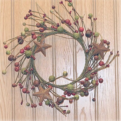 1BW232 Olive Cranberry Star Wreath