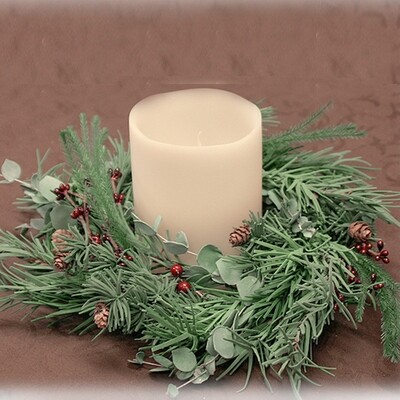 1BW218 Winter Cabin Candle Ring Sm