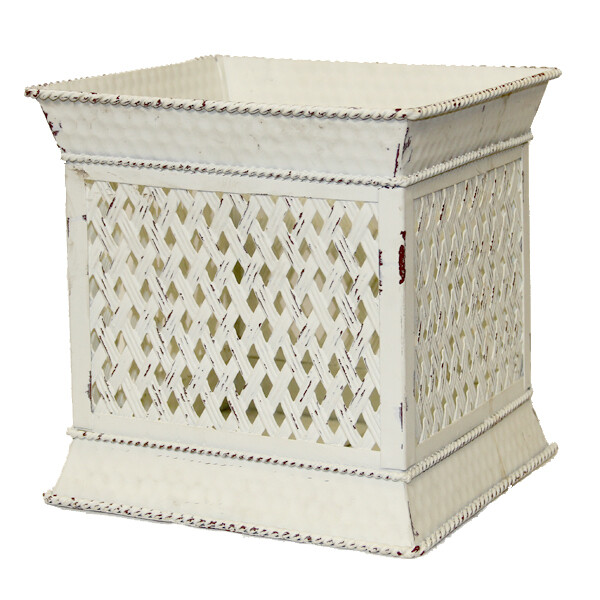 GP301L Lattice Square Planter Lg, Color: White