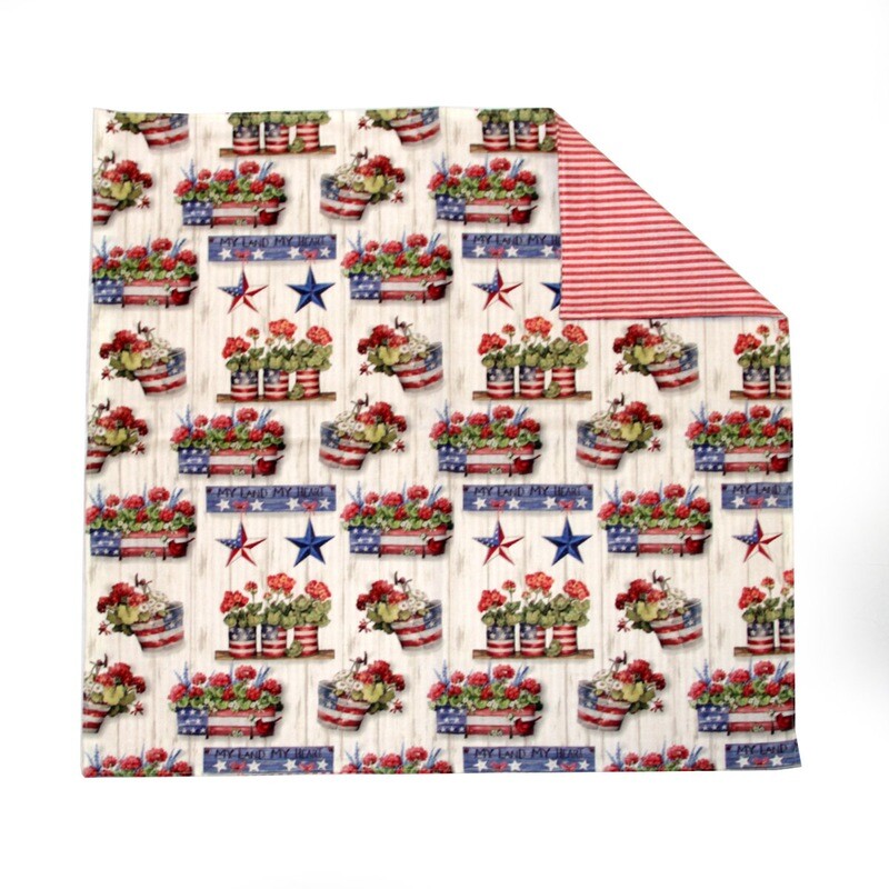 KL853Q Red White Blue Geraniums Table Square