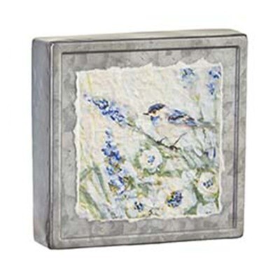 AC256 Chickadees On Lav Text Paper On Galvanized Block