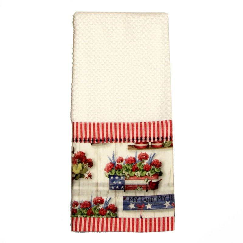 KL853T Red White Blue Geranium Towel