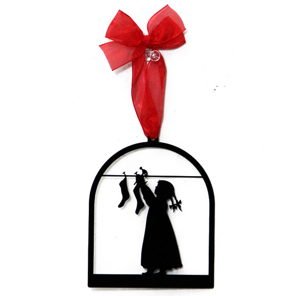 XO211 Silhouette Girl Hanging Stockings