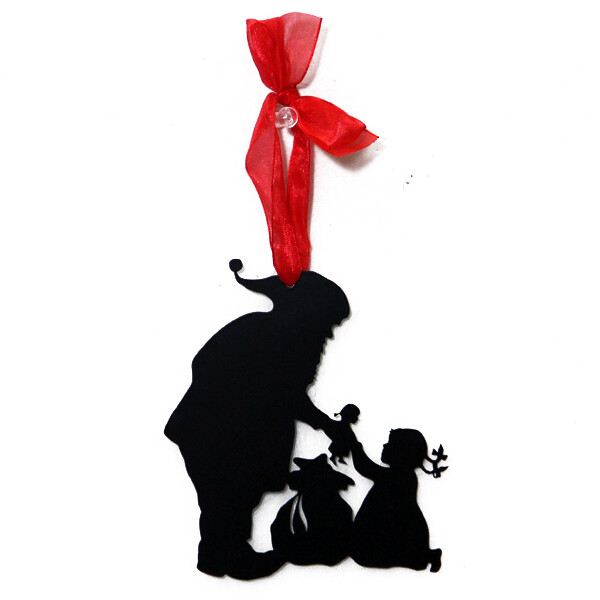 XO214 Silhouette Santa Gifting Girl with Doll