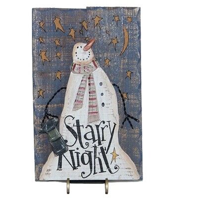 XS134 Starry Night Snowman Plaque