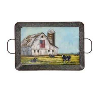 PL210 Metal Tray with American Farm Images