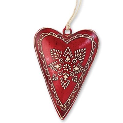 XO542 Red Embossed Hearts