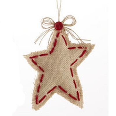 XO564 Burlap Star Ornament