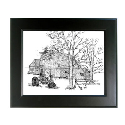 ZAM52K Vintage Tractor By Barn Framed Print