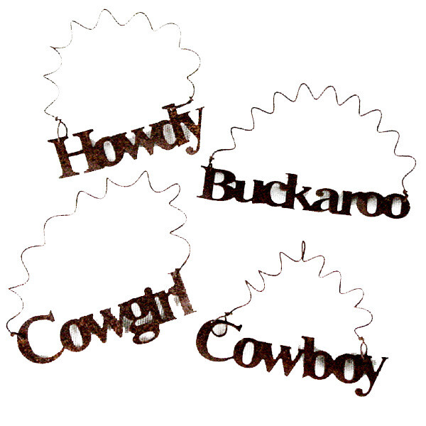 XO573S Western Word Ornaments - 4pc