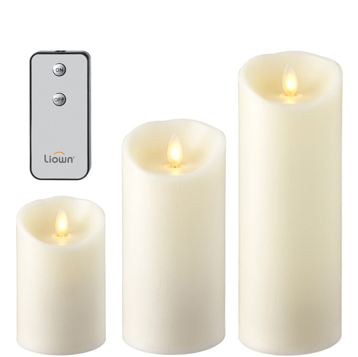 CA184 Ivory Push Flame Pillar