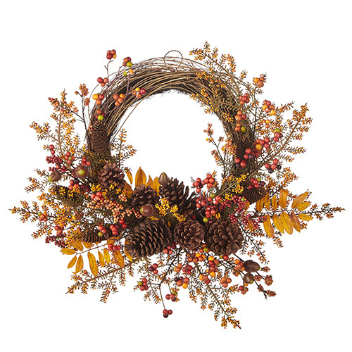1BF158 Berry & Fern Leaf Wreath