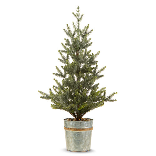 1BW313 Galvanized Potted Tree Lg