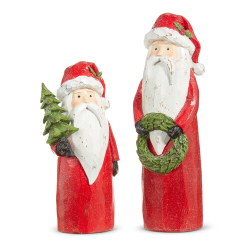 XX091 Carved Look Red Santas