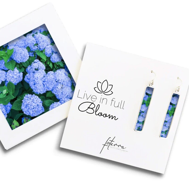 QFOE B BH Blue Hydrangea Earrings