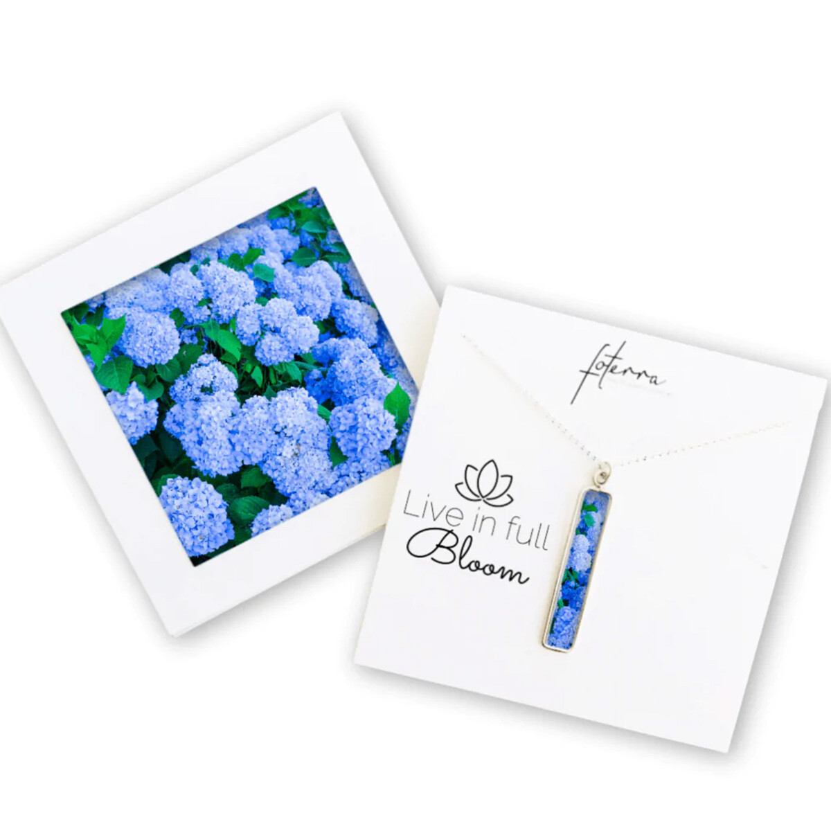 QFON B BH Blue Hydrangea Necklace