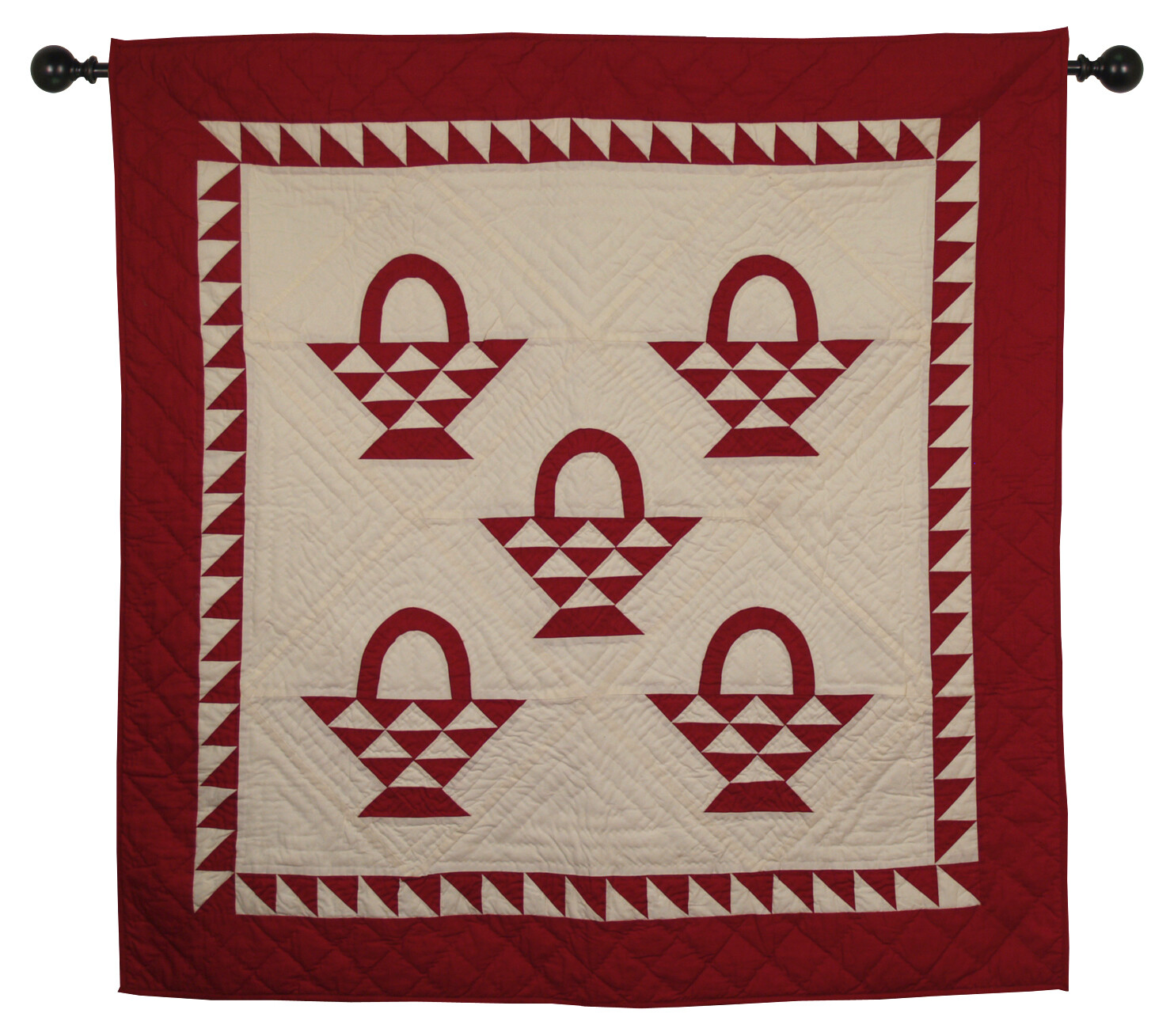277W Flower Basket Red Wall Hanging
