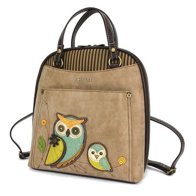 QCH_BP_OLA Convertible Backpack Purse- Owl