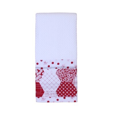 KL877T RWHex Red and White Hexagon Towel