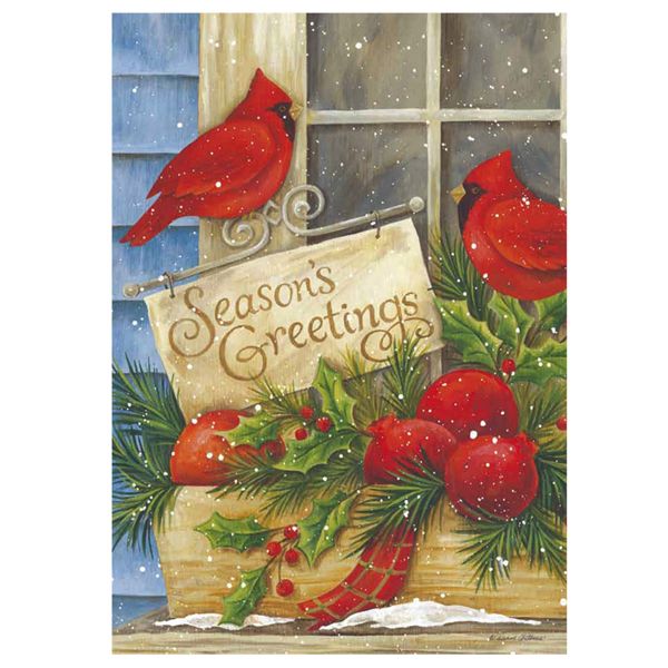 DO161G Cardinal Greetings Garden Flag