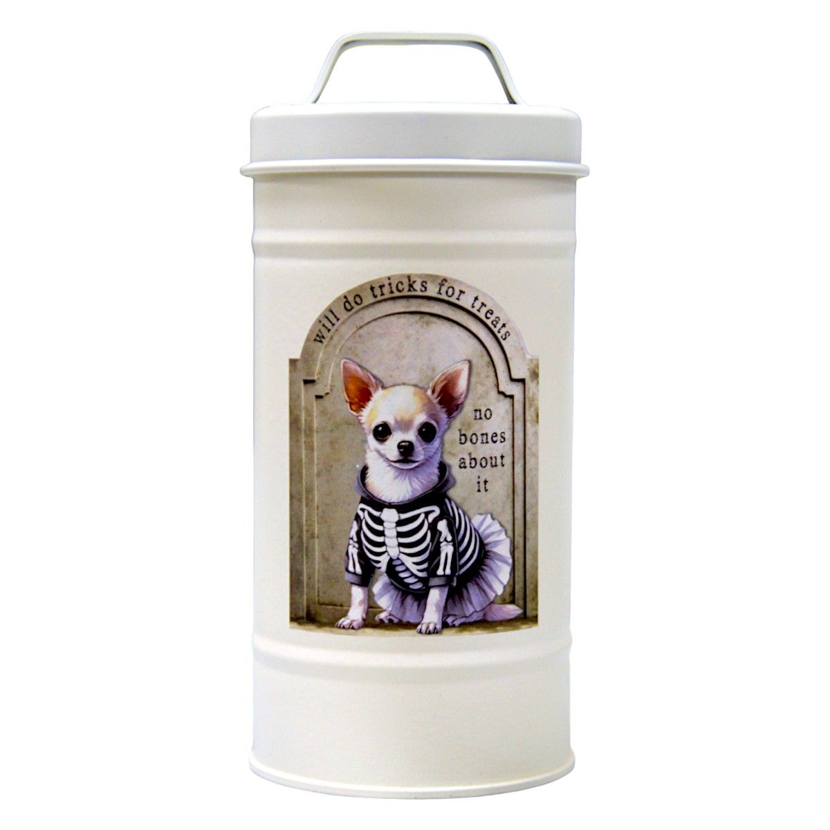 Z813DCP_N Chihuahua Skeleton Treat Canister