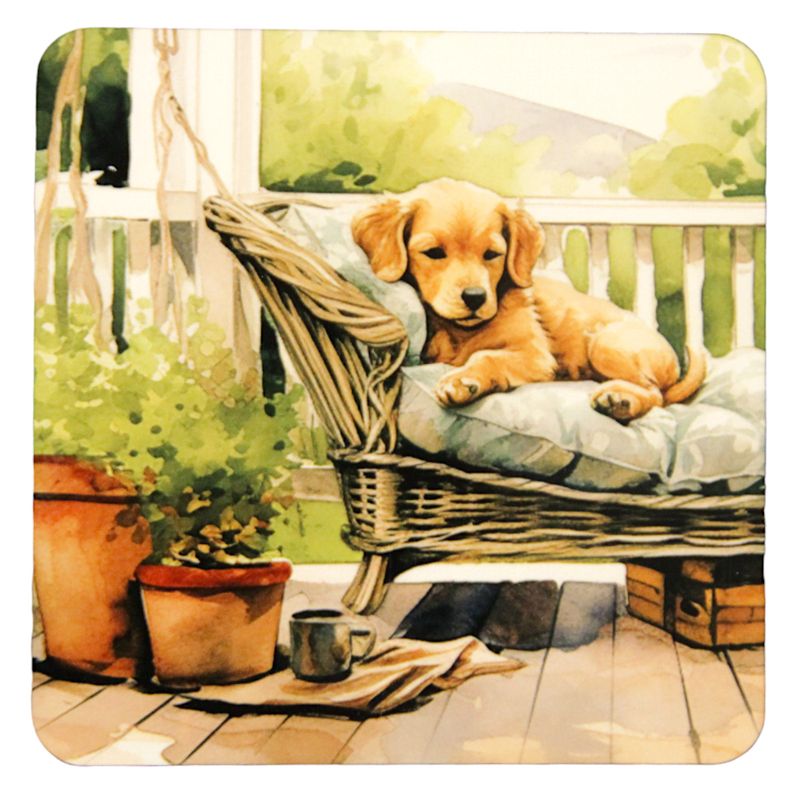 Z508C Pups on Porch Coasters