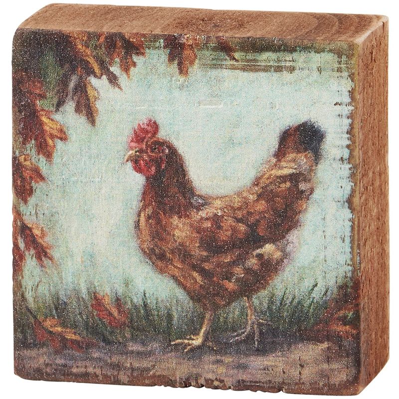 AC369 Wooden Rooster Sitter Sign