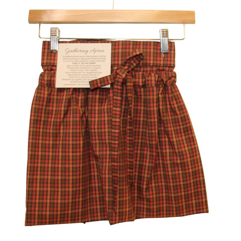 KL900GA Small Brown Plaid Gathering Apron