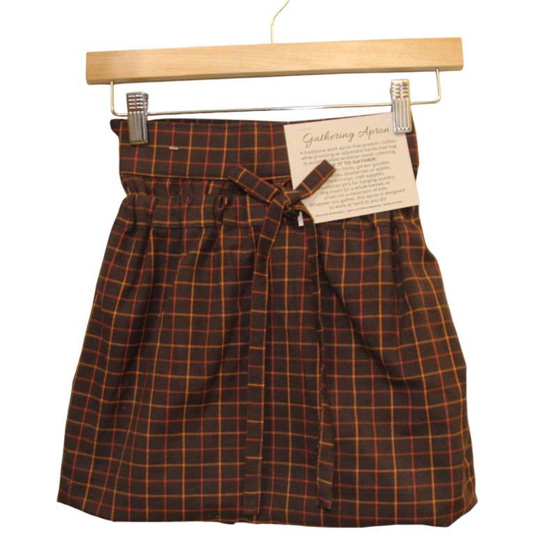 KL901GA Large Brown Plaid Gathering Apron