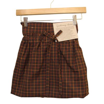 KL901GA Large Brown Plaid Gathering Apron