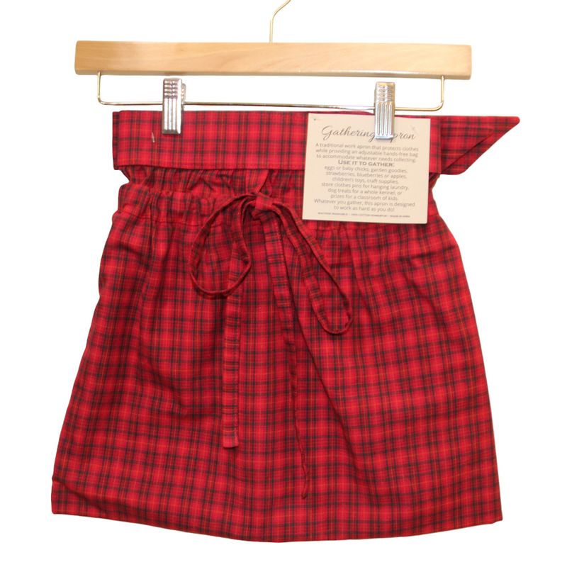 KL903GA Red Plaid Gathering Apron