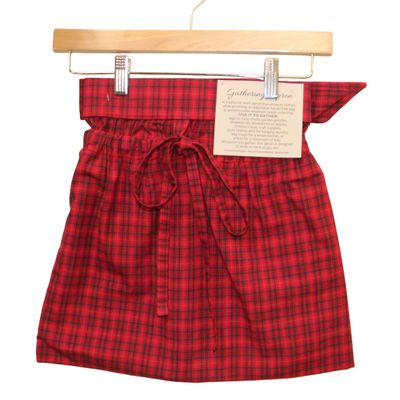 KL903GA Red Plaid Gathering Apron