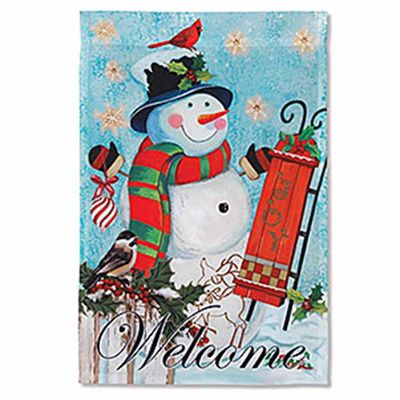 DO228G Welcome Snowman Garden Flag