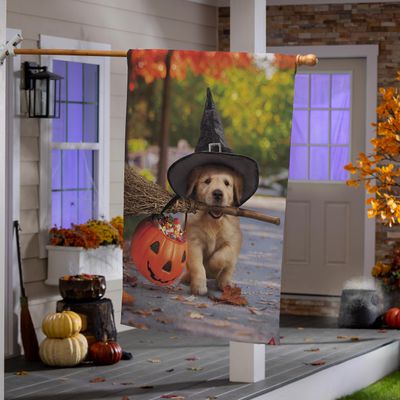 DO305F Puppy Halloween House Flag