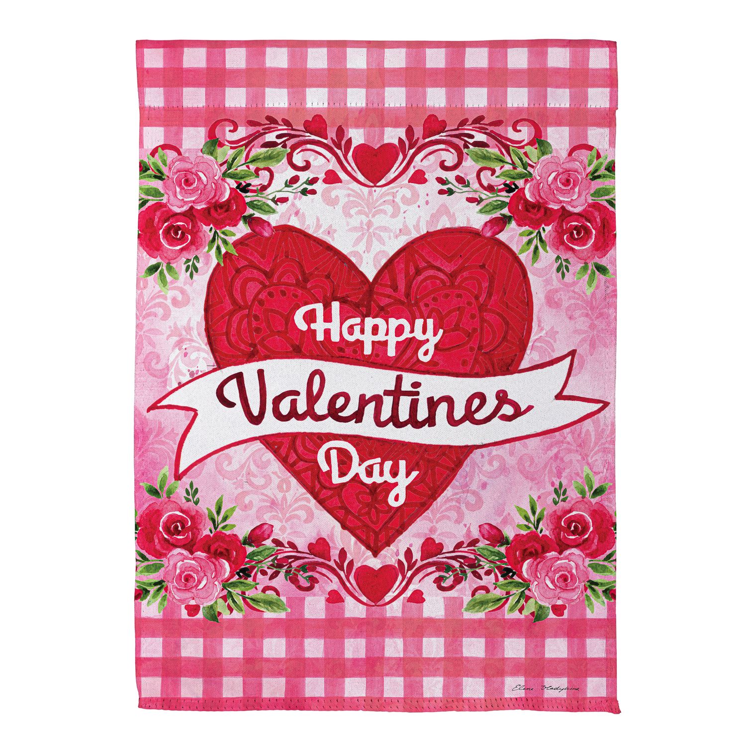 DO318G Checkered Heart Garden Flag