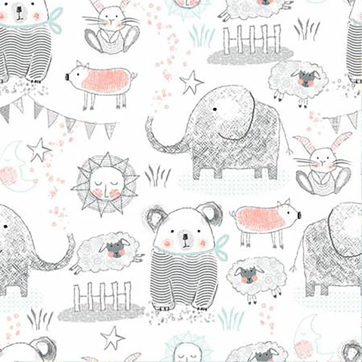 NSP108E Gray Chalk Teether Bunny Ears