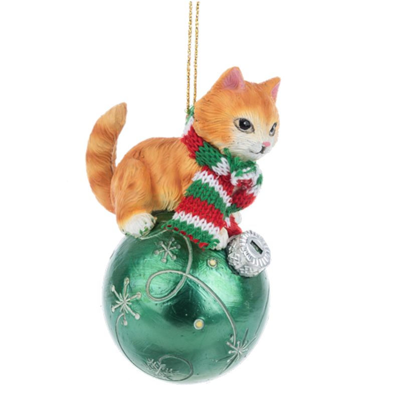 XO734 Cat on a Ball Ornament