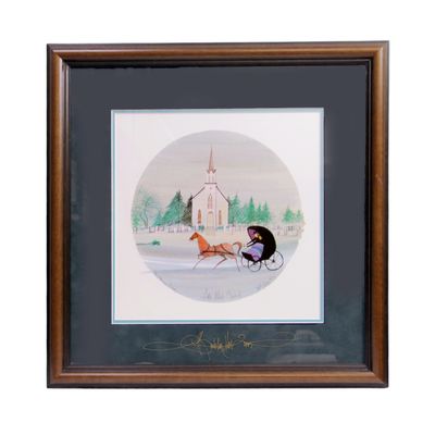 TG228 Little White Church - P Buckley Moss - Framed Print