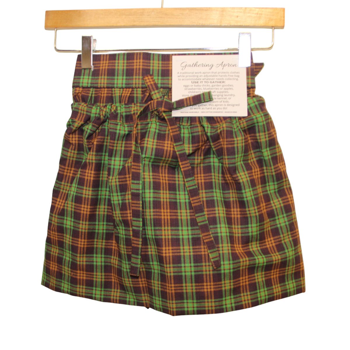 KL902GA Gathering Apron - Brown Green Plaid KL902GA Gathering Apron - Brown Green Plaid