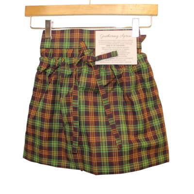 KL902GA Gathering Apron - Brown Green Plaid KL902GA Gathering Apron - Brown Green Plaid