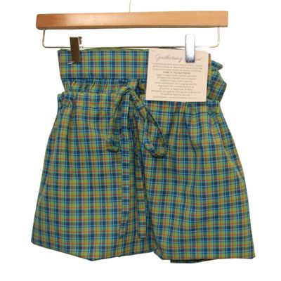 KL905GA Gathering Apron - Green Blue Plaid KL905GA Gathering Apron - Green Blue Plaid