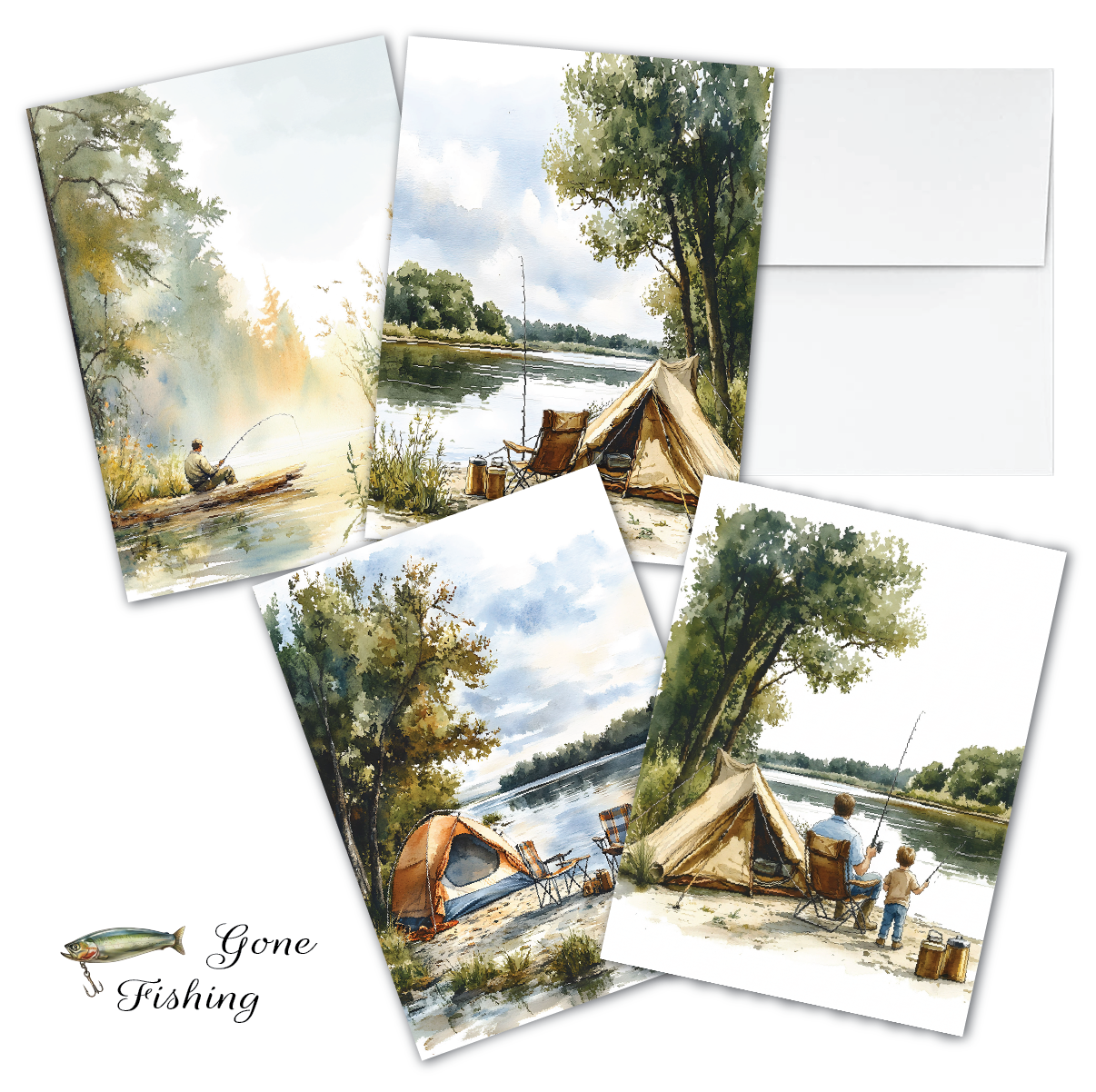 ZN_401 Gone Fishing Notecards