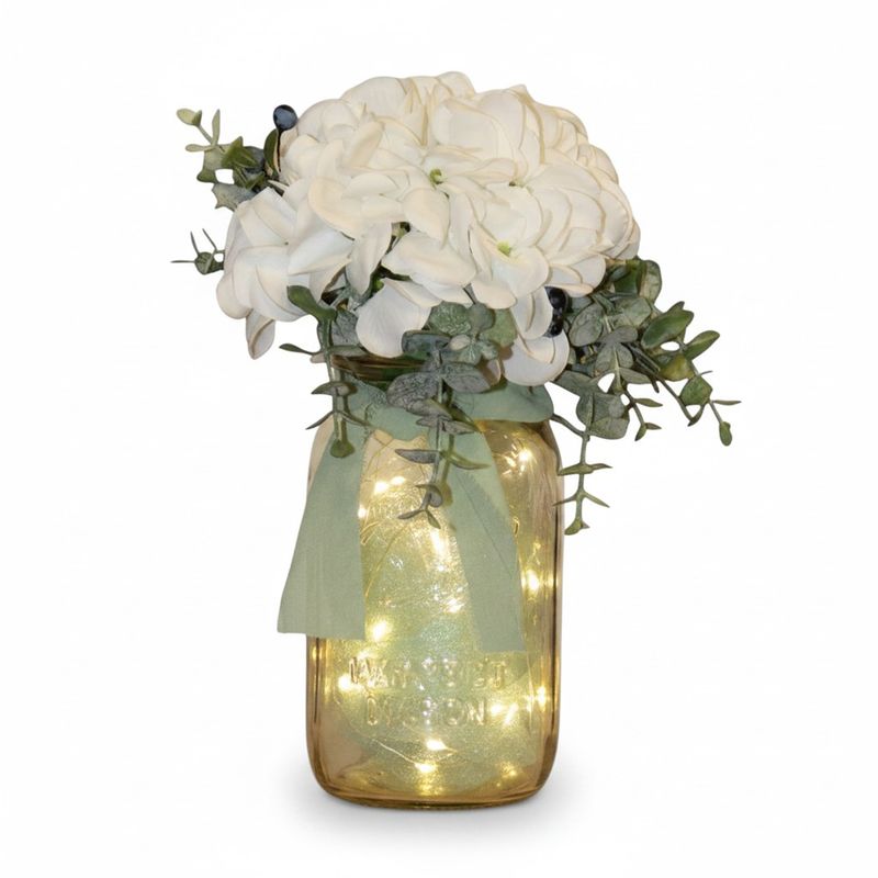 CA555 Lighted Ball Jar Hydrangea