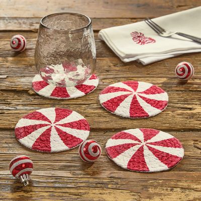 BI520C Peppermint Candy Braid Coasters BI520C Peppermint Candy Braid Coasters